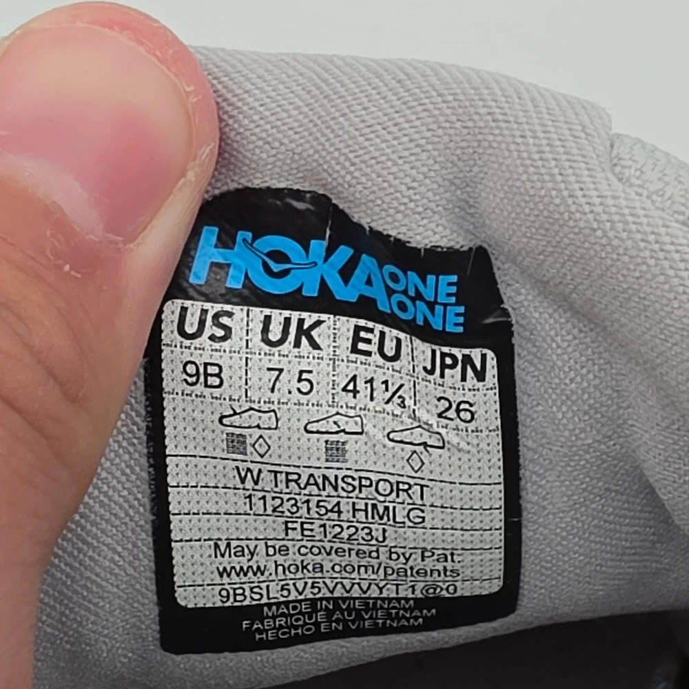 Hoka Transport Sneakers Womens 9 Gray Good Vibram Cordura Quick Lace Hiking
